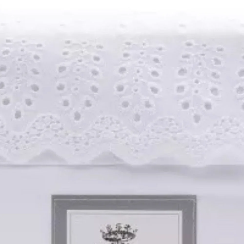 RACHEL ASHWELL KING Sheet Set White 200tc Cotton Percale Eyelet Scalloped Trim